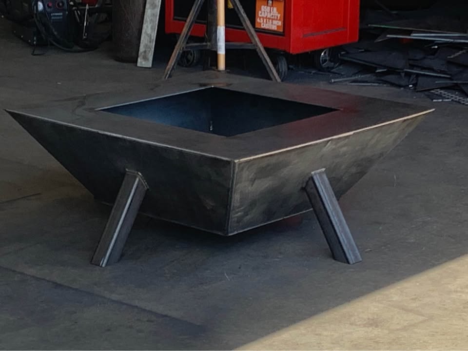 Custom fabricated steel firepit